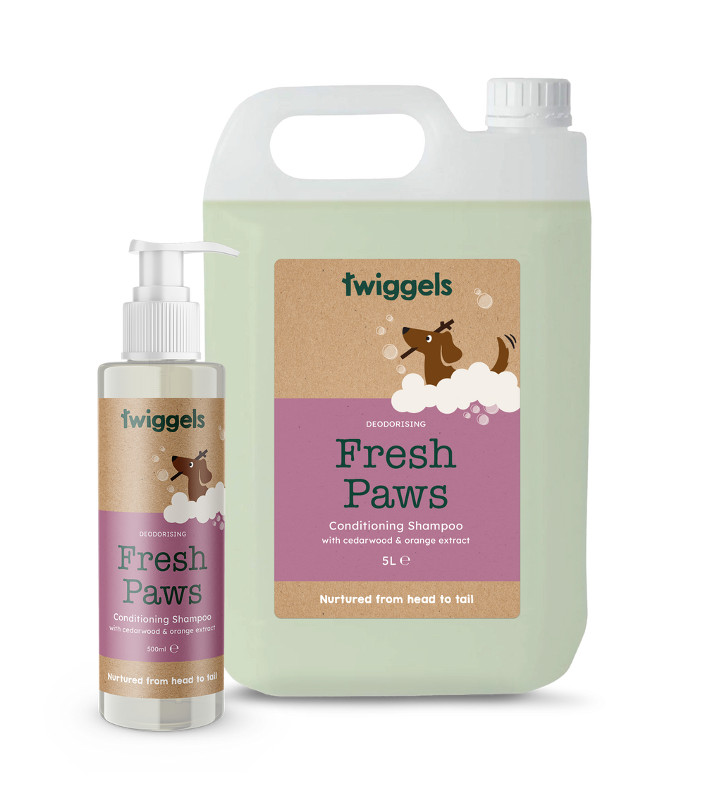 Twiggels Fresh Paws pet care products on a white background
