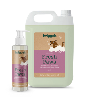 Twiggels Fresh Paws pet care products on a white background