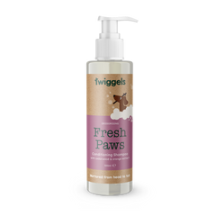 Twiggels Fresh Paws conditioning shampoo bottle on a white background
